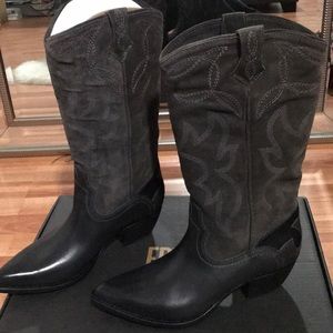 FRYE TALL LEATHER COWBOY BOOTS